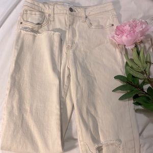 High waisted cream RSQ straight leg pants